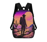 sinyumoney Desert Explorer at Sunset Children's School Backpack 3D Printed for Kids Travel Rucksacks Book Bags Kids School Bag 17inch