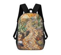 sinyumoney Desert Journey Mosaic Art Backpack 3D Printed Children's School Backpack for Kids High Capacity Travel Rucksacks Book Bags Kids School Bag Back Pack 17inch