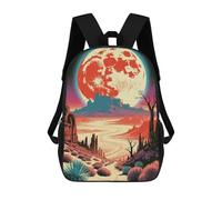 sinyumoney Desert Landscape with Red Moon School Bag Bookbag 3D Printed Children's Backpacks for Kids Boy Girl Book Bags Kids School Bag Travel Rucksacks 17inch