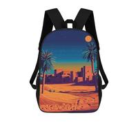 sinyumoney Desert Oasis Night Scene Illustration Children's School Backpack 3D Printed for Kids Travel Rucksacks Book Bags for Boys Elementary School Students 17inch