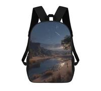 sinyumoney Desert Oasis Under Starry Sky-1 Backpacks Kids 17inch School Backpack School Bag 3D Printed School Bag for Boys Elementary And Middle School Students
