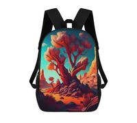 sinyumoney Desert Oasis with Red Trees 3D Printed Children's School Backpack for Kids Travel Rucksacks Book Bags Kids School Bag 17inch