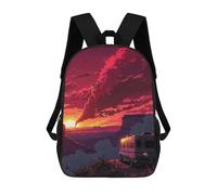 sinyumoney Desert Sunset Camper Adventure -3 Backpack School Bag Lightweight Airport College Students Back Pack for School/Work/Travel 17inch