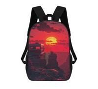 sinyumoney Desert Sunset Camper Adventure 3D Printed 17inch Kids School Bag Rucksacks Children's School Fashion Casual Back Pack High Capacity Travel Book Bags