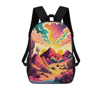 sinyumoney Desert Sunset Dreamscape Kids School Backpack 3D Printed Fashion School Bag Casual School Bag for Boys Elementary And Middle School Students 17inch