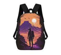 sinyumoney Desert Sunset Hiker Children's School Backpack 3D Printed for Kids Travel Rucksacks Book Bags for Boys Elementary School Students 17inch