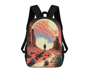 sinyumoney Desert Wanderer Under A Giant Moon 3D Printed 17inch Kids School Bag Rucksacks Children's School Fashion Casual Back Pack High Capacity Travel Book Bags