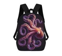 sinyumoney Detailed Octopus Illustration on Black Background Backpack School Bag Travel College Rucksack Backpacks for Campus Outdoor Travel Sports 17inch