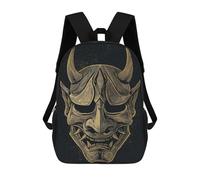 sinyumoney Detailed Oni Mask Illustration School Bags School Secondary High School College Backpack Travel for Campus Outdoor Travel Sports 17inch