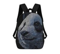 sinyumoney Detailed Panda Portrait on Black Background Backpack School Lightweight Casual Daypack School Backpacks for Men, Women & Teenage Boys 17inch