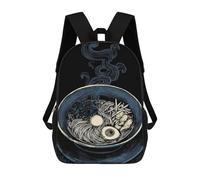 sinyumoney Detailed Ramen Bowl Illustration Rucksacks 3D Printed Children 17inch Backpacks Fashion Casual Daypack Travel Bags Outdoor Casual Daypack for Boy And Girl