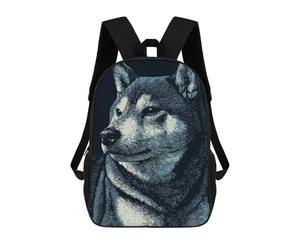 sinyumoney Detailed Shiba Inu Portrait Backpack School Lightweight Schoolbag Dayback Bookbag College for Men, Women & Teenage Boys 17inch