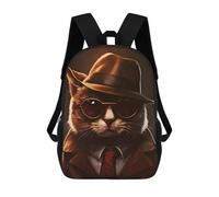 sinyumoney Detective Cat Rucksack Large School Backpack for Boys - Perfect for Travel, Work And Daily Use 17inch