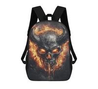 sinyumoney Devil's Fiery Skull Artwork 17inch School Bag 3D Printed Children's School Backpack Casual Fashion Travel Backpacks for Kids School Students
