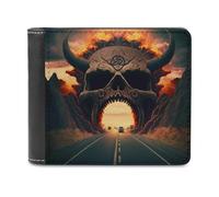 sinyumoney Devil's Highway 3D Print Men's Wallet ID Window Coin RFID Blocking Stylish Slots Note Section Wallets Youth Guys 11.7cm*9.5cm