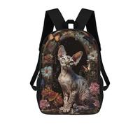 sinyumoney Devon Rex 3D Printed Children's School Backpack for Kids High Capacity Travel Rucksacks Book Bags Kids School Bag Back Pack 17inch