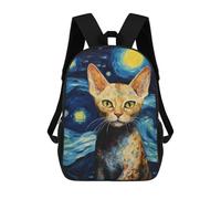 sinyumoney Devon Rex Cat Backpacks Kids School Backpack School Bag 3D Printed School Bag for Boys Elementary And Middle School Students 17inch