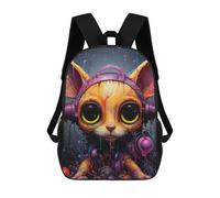 sinyumoney Digital Art Vibrant Ears Backpack 3D Print Kids Bag Elementary Students Daypack Lightweight School Bag for Children Girls Boys Nursery Lunch Pack 17inch