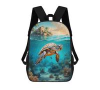 sinyumoney Digital Sea Turtle 3D Printed 17inch Kids School Bag Rucksacks Children's School Fashion Casual Back Pack High Capacity Travel Book Bags