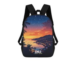 sinyumoney Dili, Timor Leste at Sunset Backpack School Large School Backpack for Boys - Perfect for Travel, Work And Daily Use 17inch