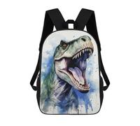 sinyumoney Dino And T Rex Watercolor 17inch School Bag 3D Printed Children's School Backpack Casual Fashion Travel Backpacks for Kids School Students
