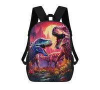 sinyumoney Dinosaur Duel Under The Moonlit Sky Kids Children School Backpack 17 Inch Bookbags Casual Travel Rucksack Boys Girls Large Capacity Daypack 17inch