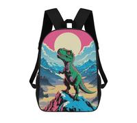 sinyumoney Dinosaur on Mountain Peak Illustration School Bag Backpack Teen Schoolbag 3D Printing Adjustable Schoolbag Fashion Pocket Bag for Kids Boys Girls Students And Teenagers Fans 17inch