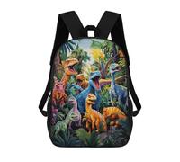 sinyumoney Dinosaur Paradise A Colorful Jungle Scene Kids Backpacks,3D Personalized School Bookbags for Boys Girls Large Schoolbags Casual Daypack 17inch
