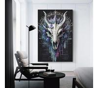 sinyumoney Dinosaur Skull Coding Glitch Bathroom Prints for Walls for Teens Girl Women Living Room Decoration Large Canvas Wall Art for Living Room 12x18inch(30x45cm)