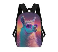 sinyumoney Disco Party Retro Llama 3D Printed 17inch School Bag Children's School Backpack Travel Backpacks Casual Fashion Bag for Kids School Students