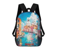 sinyumoney Discover Venice Art Backpack School Bag Rucksack for Girls Boys Backpacks Large Capacity Kids Back Pack Lightweight School Bags for Children Students 17inch