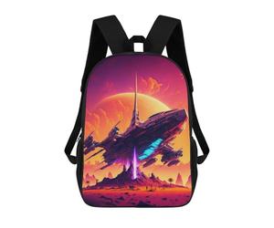 sinyumoney Distant Future Spaceship Children's School Backpack 3D Printed for Kids Travel Rucksacks Book Bags for Boys Elementary School Students 17inch