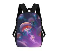 sinyumoney Dive Among Glowing Jellyfish 3D Printed Kids School Bag Rucksacks Children's School Fashion Casual Back Pack High Capacity Travel Book Bags Backpack for Kids 17inch