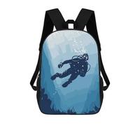 sinyumoney Diver Diving Backpack, Children's Backpack, Student School Bag Bookbag Rucksack, 3D Printed School Bag for Boys Girls 17inch