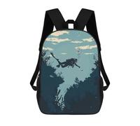 sinyumoney Diver Diving Illustration Children’s Backpack Girls Boys, Rucksack Bag, Daypack, Primary School, Perfect for Back to Kids School Or PE, Gifts And Travel 17inch