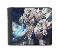 sinyumoney Divine Lion Warrior Armor 3D Print PU Leather Wallet Slots ID Window RFID Blocking Stylish Slots Note Section Purse Youth Guys 11.7cm*9.5cm