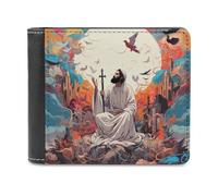 sinyumoney Divine Majesty Amidst Celestial Chaos 3D Print PU Leather Wallet Card Slots Coin RFID Blocking Leather Wallet Craftsmanship Gifts 11.7cm*9.5cm