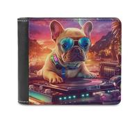 sinyumoney DJ Dog in Space 3D Print Wallet Credit Card Holder Banknote Compartments Stylish Durable Leather Wallet Gifts 11.7cm*9.5cm