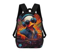 sinyumoney DJ Duck in Action Backpack School Backpack Kids School Bag Large Capacity Kids Backpack for School Rucksack 3D Book Bag Gifts for Kids 17inch