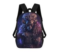 sinyumoney DJ Lion Beyond Reality Children's Backpack, 3D Printed School Backpack, Backpack for Boys Girls, Adjustable School Bag for Primary School 17inch