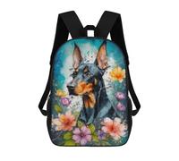 sinyumoney Doberman in Bloom 3D Printed 17inch School Bag Children's School Backpack Travel Backpacks Casual Fashion Bag for Kids School Students