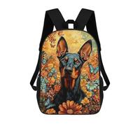 sinyumoney Doberman in Floral Garden Children's 17 Inch School Backpack 3D Printed Cool Knapsack for Kids Travel Rucksacks Book Bags Kids School Bag