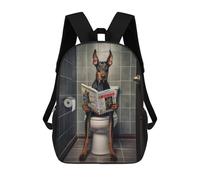 sinyumoney Doberman on The Toilet School Bags Water Resistant Travel Backpack Computer Bag for School/Work/Travel 17inch