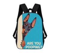 sinyumoney Doberman Peeking Are You Poopoing School Bag Bookbag 3D Printed Children's Backpacks for Kids Boy Girl Book Bags Kids School Bag Travel Rucksacks 17inch