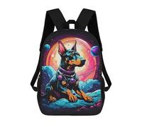 sinyumoney Doberman Puppy Children's Backpack, 3D Printed School Backpack, Backpack for Boys Girls, Adjustable School Bag for Primary School 17inch