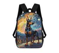 sinyumoney Doberman Starry Night Backpack School Bag School Secondary High School College Backpack Travel for Boys/Girls/Teenagers 17inch