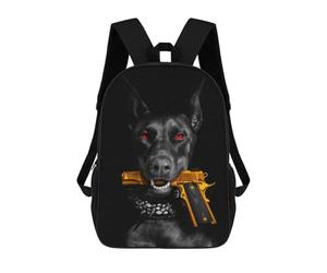 sinyumoney Doberman with Gun Backpack School Bag Travel College Rucksack Backpacks for Boys/Girls/Teenagers 17inch