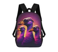 sinyumoney Dodo Birds in Sunglasses 3D Printed Children's School Backpack for Kids High Capacity Travel Rucksacks Book Bags Kids School Bag Back Pack 17inch