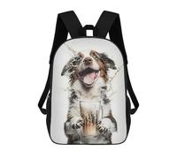 sinyumoney Dog And A Beer 3D Printed Children's 17 Inch Backpacks 3D Printed Casual School Bag for Boys Elementary And Middle