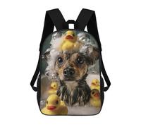 sinyumoney Dog Bath Time with Rubber Ducks Kids Backpack Girls 3D School Bags Children's 17 Inch Rucksack Toddler Schoolbag,Casual Daypacks Fashion Bookbag Bag